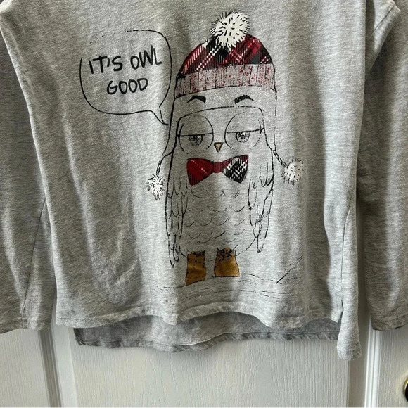 La Vie en Rose Pajama Set 2PC PJ Pants Long Sleeve PJ Top Grey Red Small - Picture 6 of 15